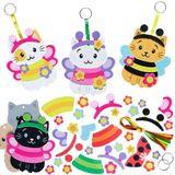 Baker Ross VC164 Cat Bugs sleutelhanger- en tasbedel-kits - set van 6, Cat Bugs-bedels van schuimrubber
