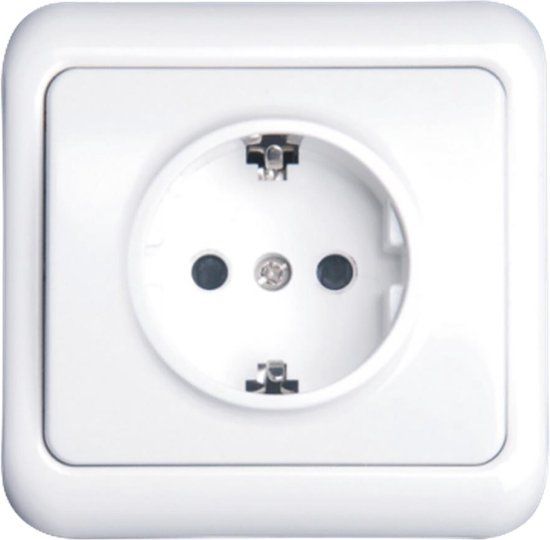Wandcontactdoos - Aigi Cuka - Inbouw - 1-voudig - Randaarde - Wit