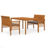 vidaXL Ensemble de jardin 3 pièces avec coussins bois d'acacia massif gris foncé