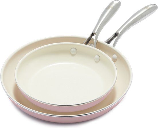 GreenLife Artisan Roze Koekenpannenset - 2-delig - Ø20 & Ø26 cm - Inductie - PFAS-vrij