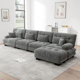 REDOM Modulaire 4-Zits Bank - Grijs - Chenille