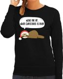 Bellatio Decorations Luiaard Kerst sweater - Wake me up when christmas is over - zwart - dames - M