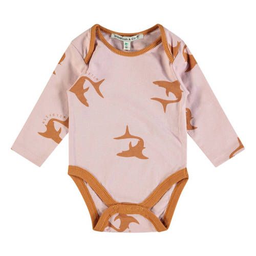 Wildfish romper met all over print lichtroze/bruin