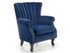 Fauteuil en velours de polyester bleu avec accoudoirs