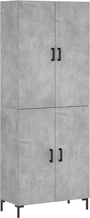 vidaXL Hoge kast bewerkt hout betongrijs 69,5x34x180 cm