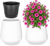 KADAX Bloempot met binnenpot, plastic sierpot vorstbestendig voor bloemen en planten, staand wit 42x44cm