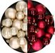 Decoris Kaemingk B.V. Kerstversiering kunststof kerstballen kleuren mix champagne/donkerrood 6-8-10 cm pakket van 44x stuks