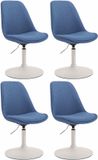 CLP Maverick Set van 4 Eetkamerstoelen - Stof blauw wit