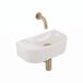 QeramiQ Fuente Fontein - 40x22x12cm - ribbel - halfrond - zonder fonteinkraangat - keramiek - fonteinkraan geborsteld messing - verlaagd sifon - afvoerplug - linnen