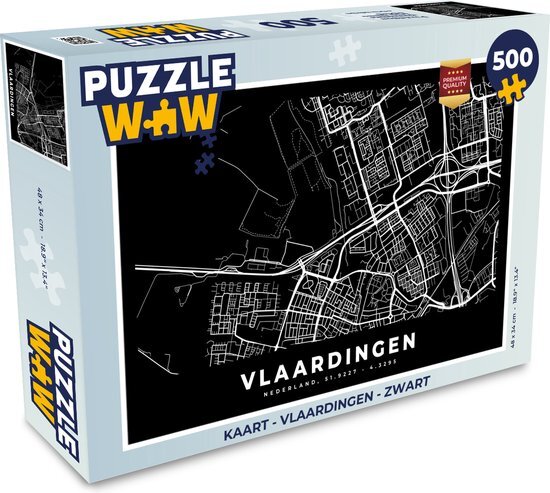 MuchoWow Puzzel Kaart - Vlaardingen - Zwart - Legpuzzel - Puzzel 500 stukjes