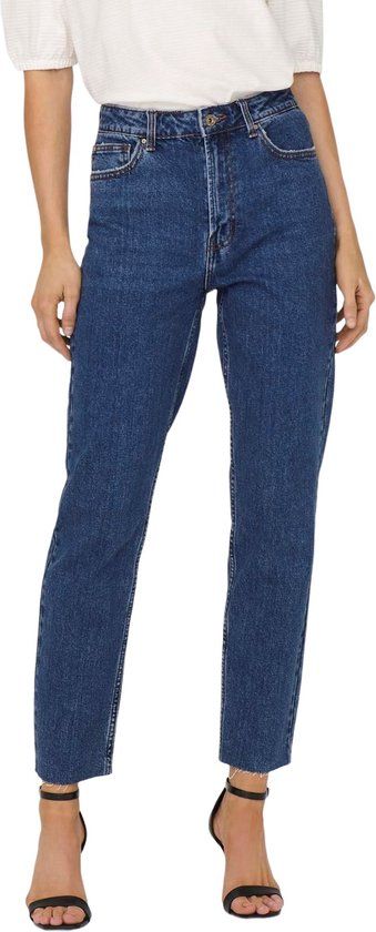 ONLY ONLEMILY LIFE HW ST RAW CR AN MAE05 NOOS Dames Jeans - W27/L30 - Donkerblauw