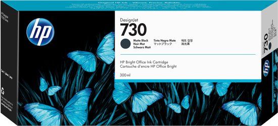 HP 730 Matte Black DesignJet Ink Cartridge - 300 ml