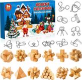 oCreon Adventskalender 2025 voor kinderen - 24 dagen Kerstkalender Cadeaus Puzzelspellen met Metalen en Houten Brain Teaser Puzzels