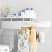 Étagère de rangement sans marque pour étendoir 100 cm - sèche-linge extensible avec crochets - sèche-linge mural pliable pour intérieur et extérieur - blanc