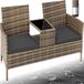 Tectake® Banc de jardin en osier avec table, banc 2 places, 131 x 61 x 82 cm, naturel/gris foncé