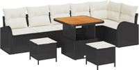 vidaXL - Tuinbank - Set - 9 - st - Zwart - poly - rattan