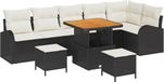 vidaXL - Tuinbank - Set - 9 - st - Zwart - poly - rattan