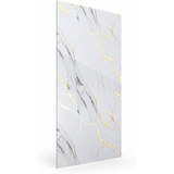 MP DISCOUNT MPD Panneau Mural De Douche Effet Marbre Blanc Gris – 250 X 120 Cm – 100% Imperméable – Surface Brillante Lisse – Pose Facile Sans Travaux