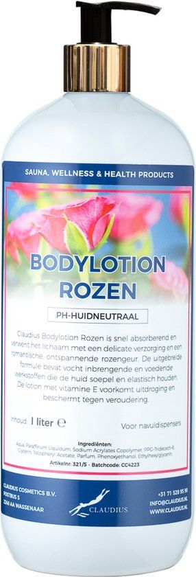 Claudius Cosmetics B.V. Bodylotion Rozen 1 liter met gouden pomp