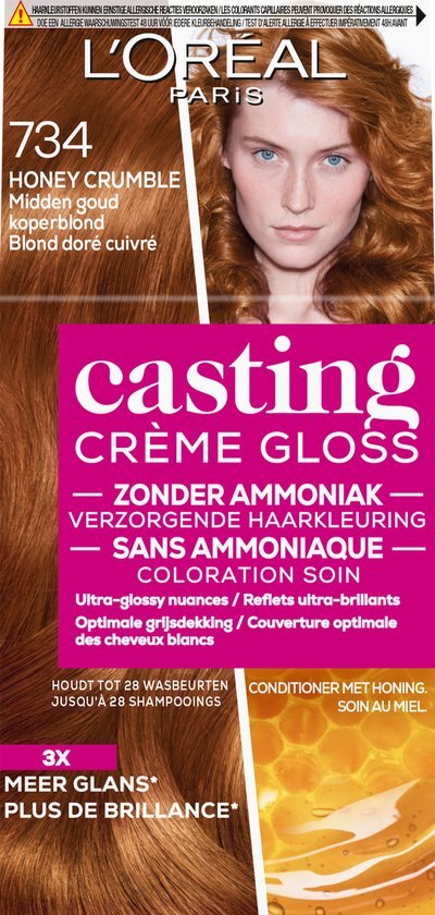 L'Oréal Casting Crème Gloss 734 - Goudkoperblond - Haarverf bruin