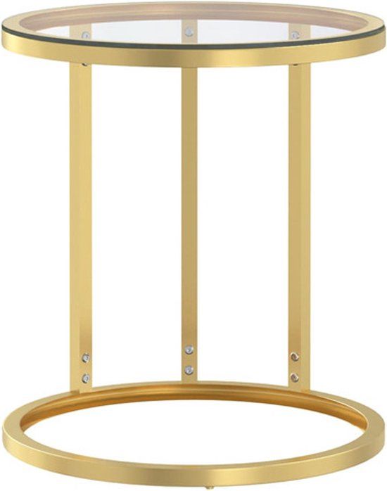 vidaXL Bijzettafel - Gehard Glas - Goud en Transparant - 45 cm