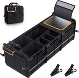Merkloos Grand coffre organisateur avec glacière étanche intégrée, organisateur de coffre pliable avec plusieurs compartiments, poignées réglables pour voiture, SUV, camion, fourgonnette - Noir, Polyester, 105 l