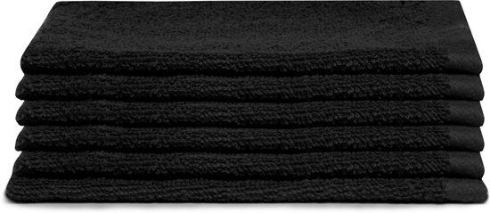 Seahorse Combiset Pure washand 16 x 21cm black 6 stuks
