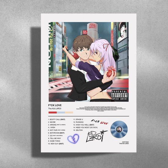 The Kid Laroi - F*ck Love - Metalen poster 30x60cm - Dibond - Industrieel - Muziek - Bekende personen