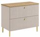 3E 3xE living.com 3xE living Badkamermeubel Staand onder Wastafel 80 cm, 2 Lades, Kasjmier + Blad Licht Eiken, Gouden Grepen, Gouden Poten, 80 x 44,4 x 73,6 cm