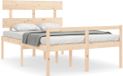 vidaXL Seniorenbed met hoofdbord massief hout Tweepersoons Naturel