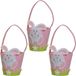 Decoris Paasmandjes met Paashaas - 3x - vilt - roze - D15 x H31 cm