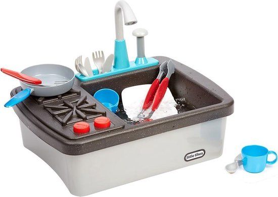 Little Tikes Mijn Eerste Gootsteen & Fornuis - Speelgoedwasbak Rollenspel - Grijs/Antraciet