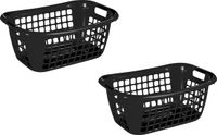 Sunware 2x Zwarte Wasmanden met Handgrepen 55 cm