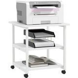 Cellio Support Imprimante Cellio Rangement Bureau Mobile 3 Étages Blanc