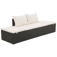 vidaXL Tuinbed - 195x60 cm - Polyrattan - Zwart - Groen