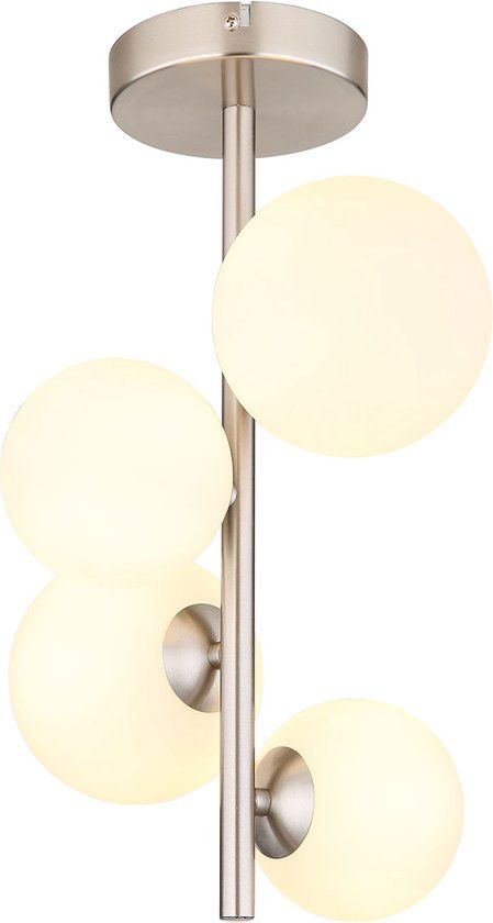 Globo Riha Plafondlamp - Nikkel - Metaal - 4-Lichts - Dimbaar
