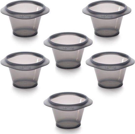 Lékué 6 Moelleux Vormen Crystal - Siliconen - 6 Stuks - Grijs - 6cm