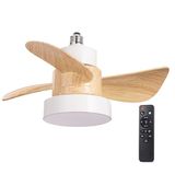 wonderlamp Debu Led-ventilator, wit + houtschroefdraad, E27, CCT, 3000-4000-6000 K, dimbaar, 15 W, stil