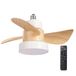wonderlamp Debu Led-ventilator, wit + houtschroefdraad, E27, CCT, 3000-4000-6000 K, dimbaar, 15 W, stil