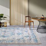 Villeroy & Boch Rene Tapijt voor binnen en buiten, Oosters, plat weefsel, klassiek design, vintage, Öko-Tex weerbestendig en uv-bestendig, voor balkon, terras, tuin, crèmeblauw, 200 x 285 cm