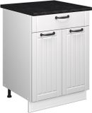 Vicco Onderkast voor spoelbak/kookplaat Fame-Line, Wit Landhuis/Wit, 60 cm met lade, WB Antraciet