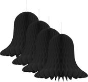 Merkloos / Sans marque Kerstklokken lampionnen - 4x - zwart - 30 x 30 cm - Kerstversiering - Papier