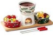 Excellent Houseware - Porseleinen Fondue Set - 6-delig - Bamboe Tafel Onderzetter