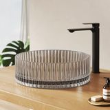 EMKE Glazen opzetwastafel, rond, 40 x 40 x 12 cm, doorschijnend grijs