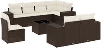 vidaXL 9-delige Loungeset met kussens, polyrattan, bruin