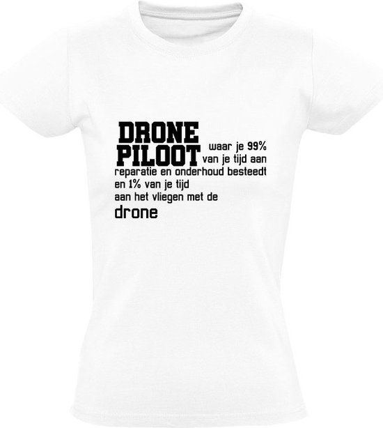Drone piloot Dames T-shirt - Wit - 2XL