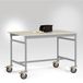 Manuflex LB4063.9006 ESD ESD-bijzettafel basismobiel met rubberlijm tafelblad in aluminium zilver vergelijkbaar met RAL 9006, bxdxh: 1500 x 800 x 850 mm