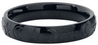etNox Mond und Pentagramm Unisex Ring - zwart