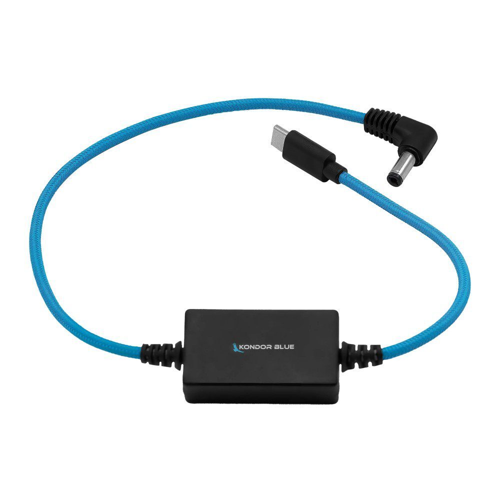 Kondor Blue DC to USB-C PD Cable for Canon R5 C/Sony FX3 (16"")
