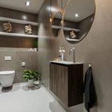 MONDIAZ TURE Fonteinset - 60x23x50cm - dark brown mat - Wasbak rechts - Solid Surface Wit